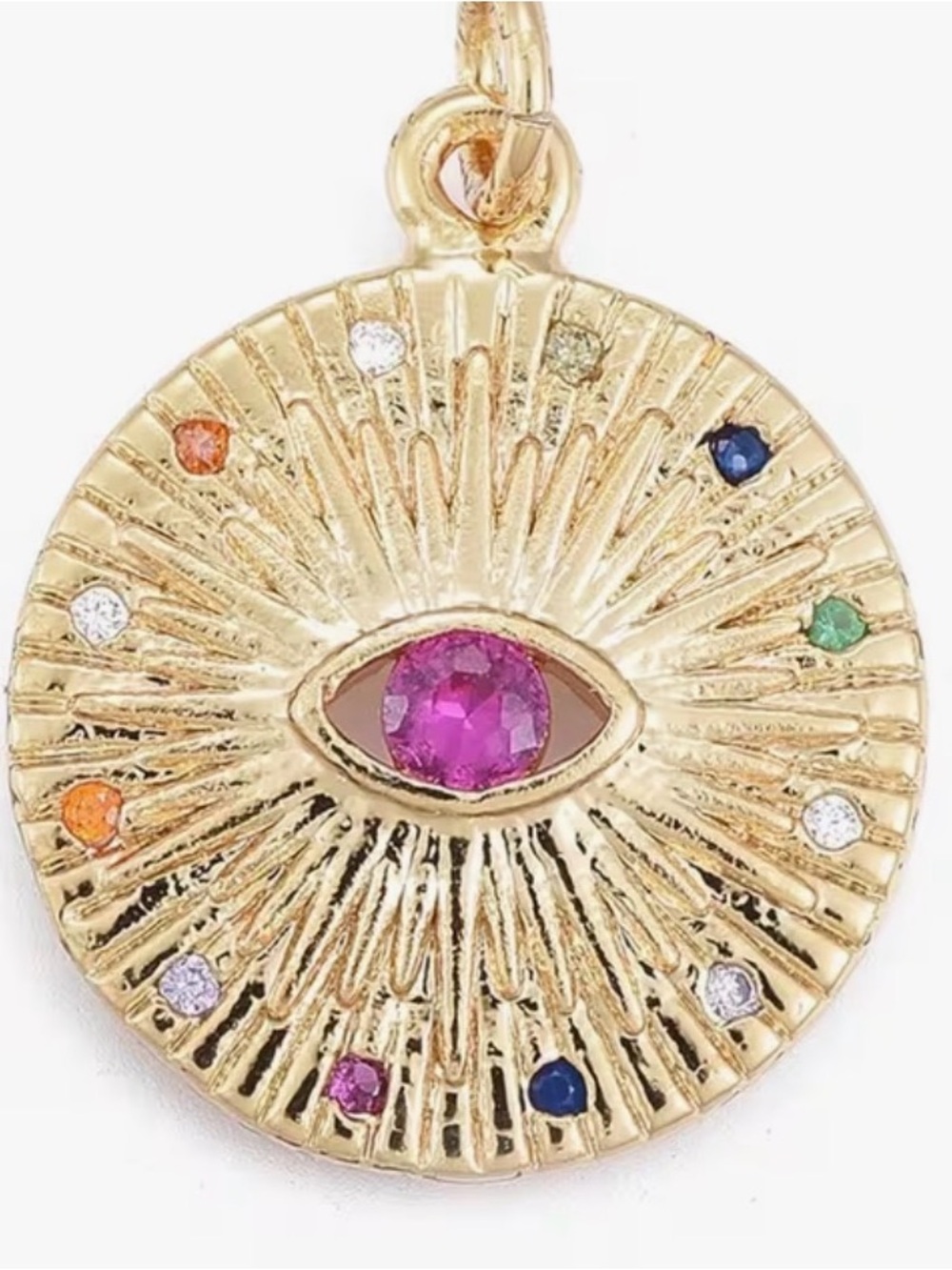 Gold Multicolored Evil Eye Pendant Necklace